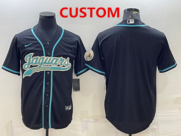 Mens Jacksonville Jaguars Custom Black With Patch Cool Base Stitched Baseball Jersey